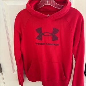 Under Armour Kids Red Hoodie with Black Logo - Youth Large
